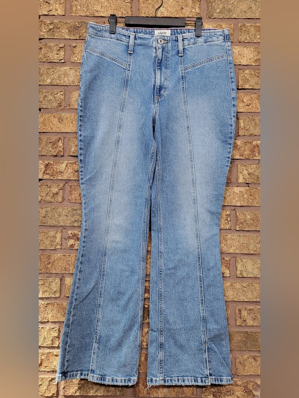 Edgely High Rise Flare Denim Jeans Size 16 Cotton Stretch